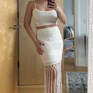 Abercrombie crochet crop tank, lined, skirt sold separately
